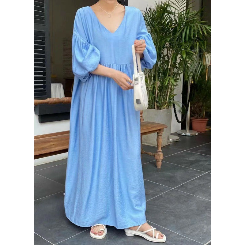 Robe longue ample à manches lanternes de style ethnique
