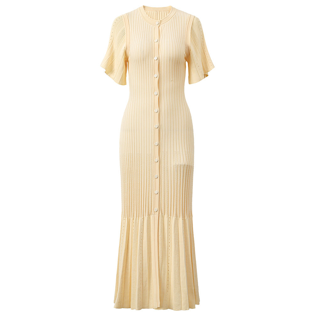 Robe longue à manches courtes au tempérament élégant