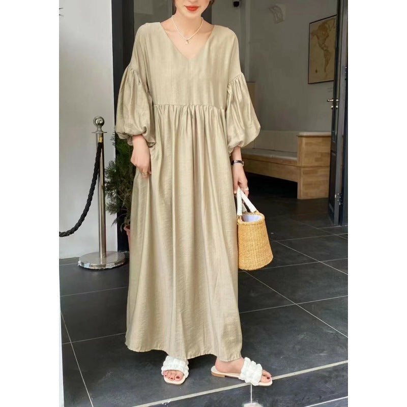 Robe longue ample à manches lanternes de style ethnique