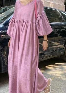 Robe longue ample à manches lanternes de style ethnique