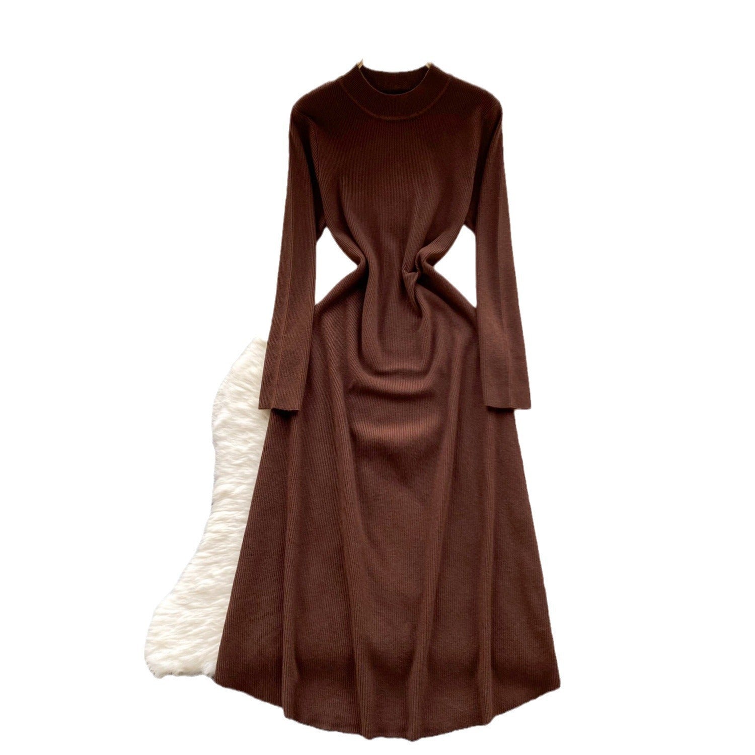 Robe trapèze élégante en coton à manches longues