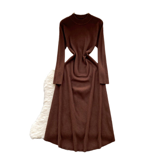 Robe trapèze élégante en coton à manches longues