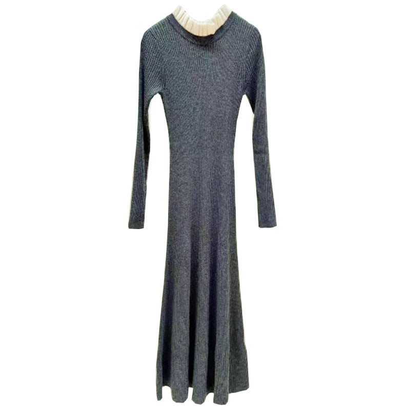 Robe en tricot - col poupée contrasté