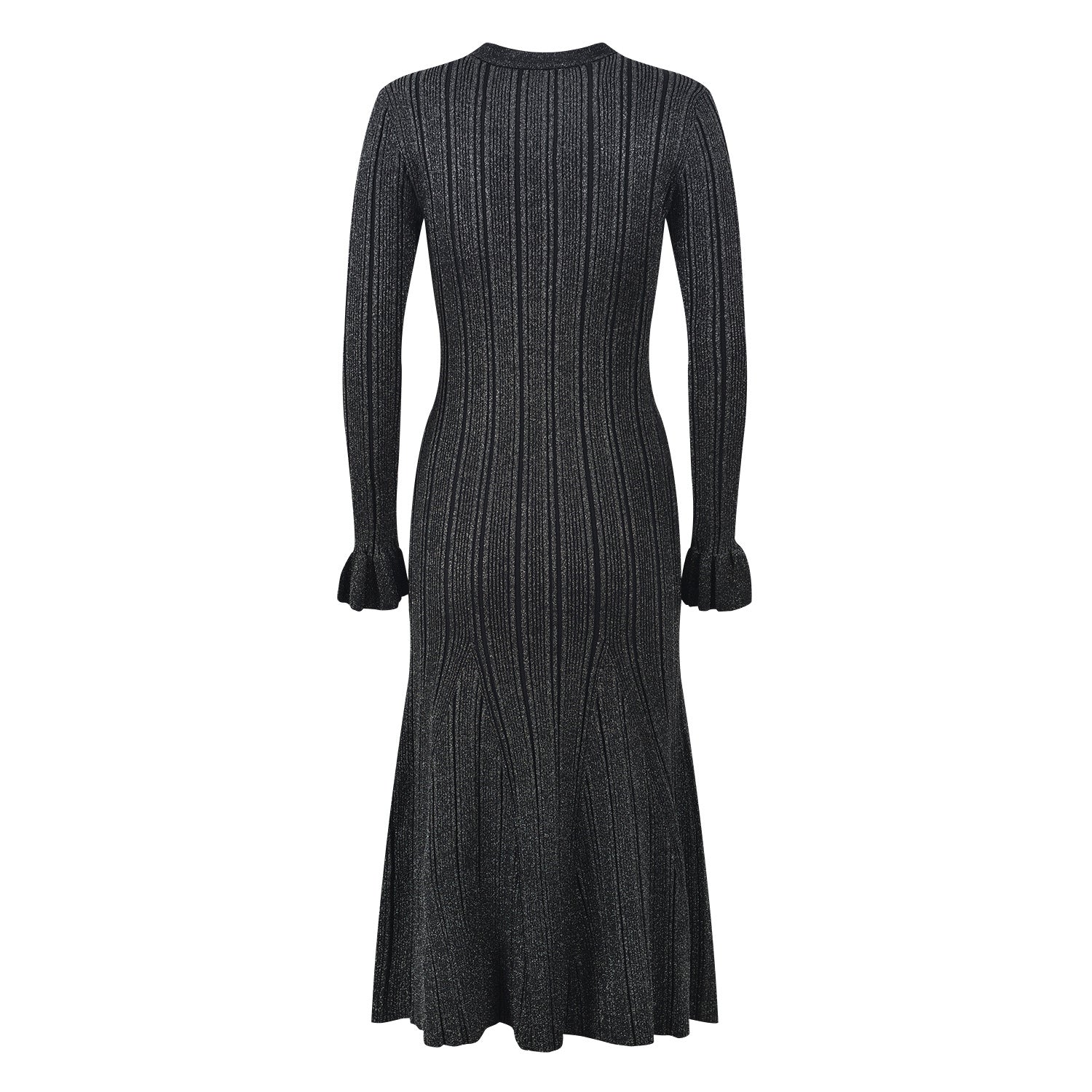 Robe queue de poisson élégante en tricot à col en V – style luxe d'automne