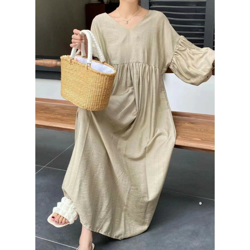 Robe longue ample à manches lanternes de style ethnique
