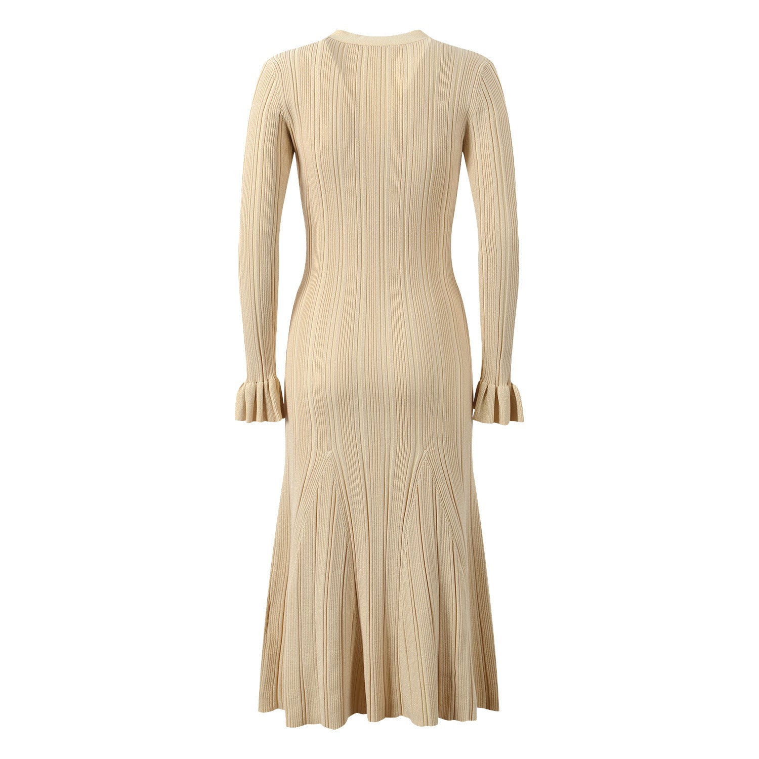 Robe queue de poisson élégante en tricot à col en V – style luxe d'automne