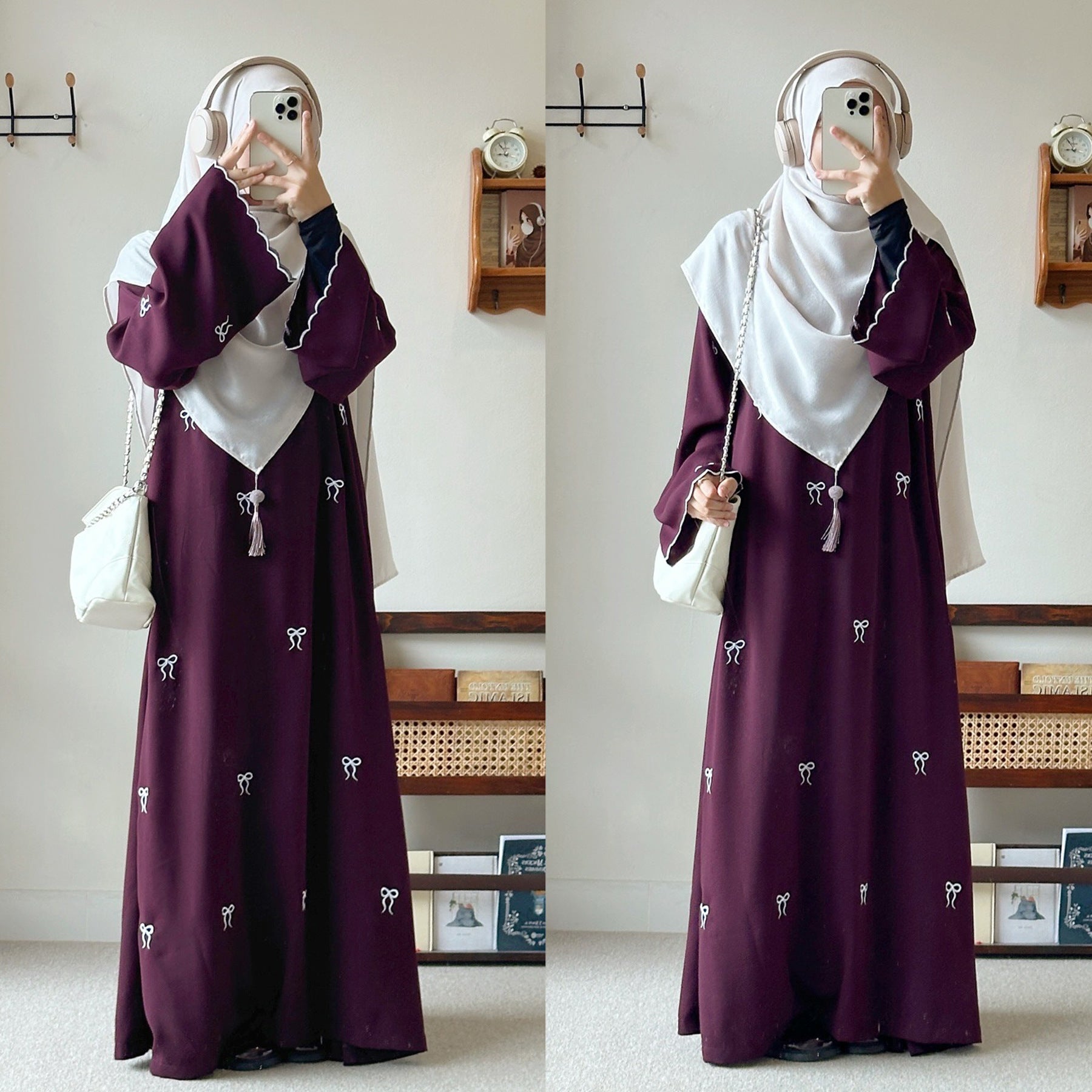 Robe brodée avec nœud papillon