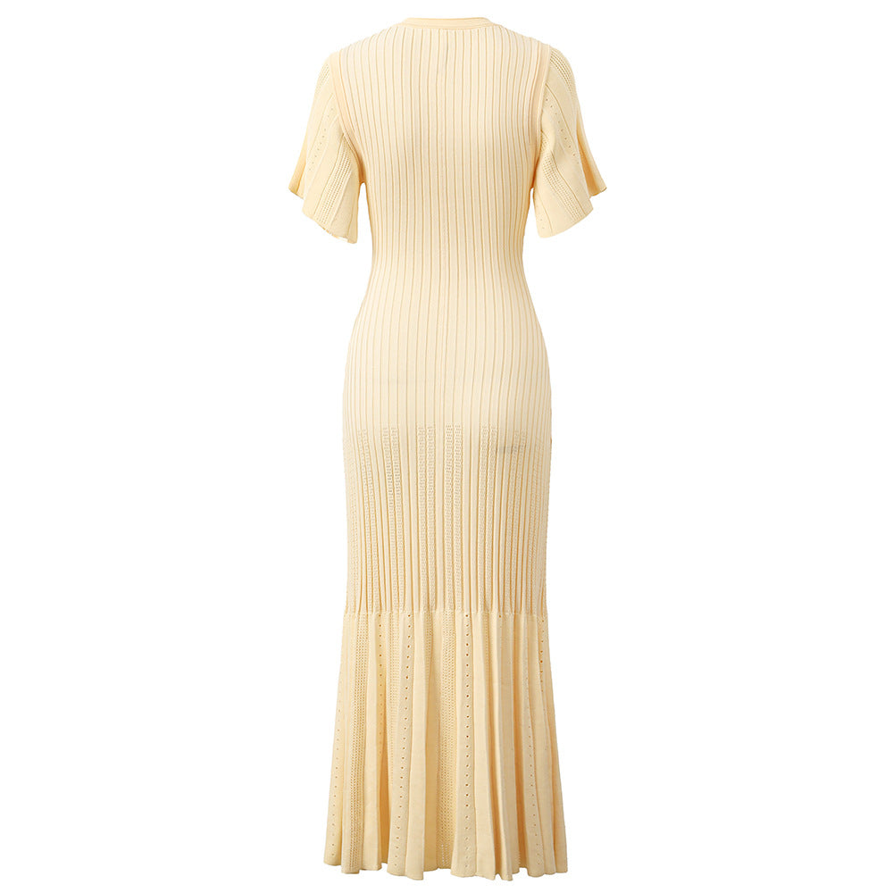 Robe longue à manches courtes au tempérament élégant