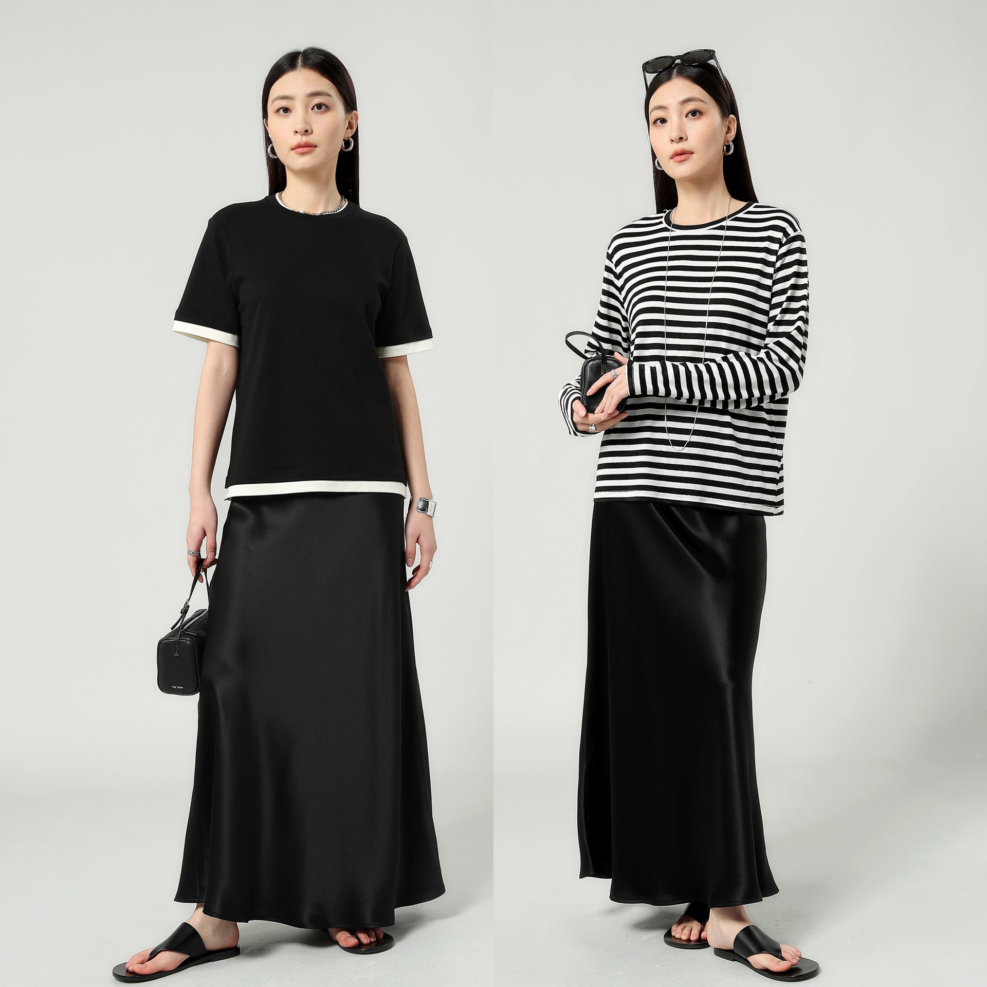 Jupe longue taille haute en satin – style élégant pour l'été 