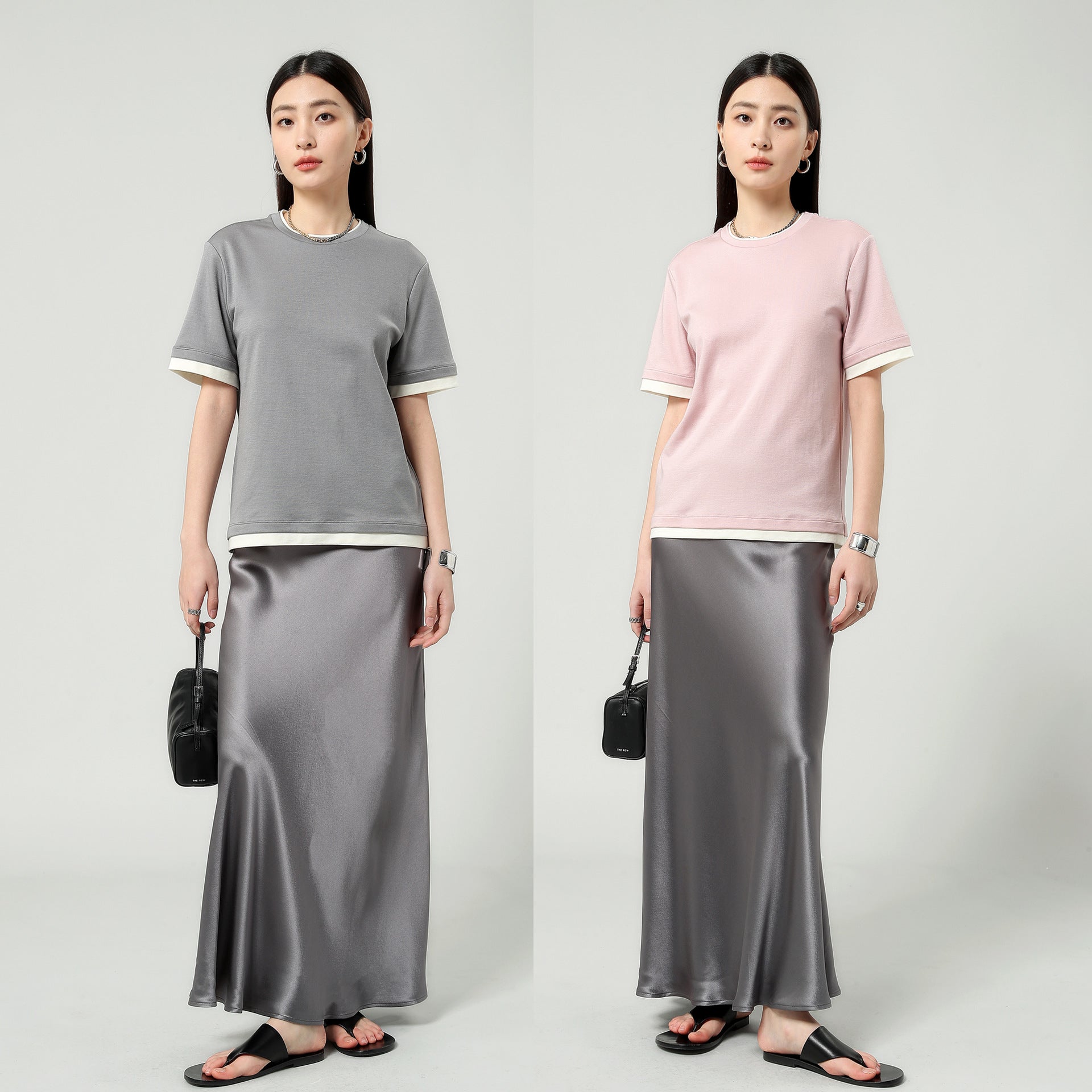 Jupe longue taille haute en satin – style élégant pour l'été 