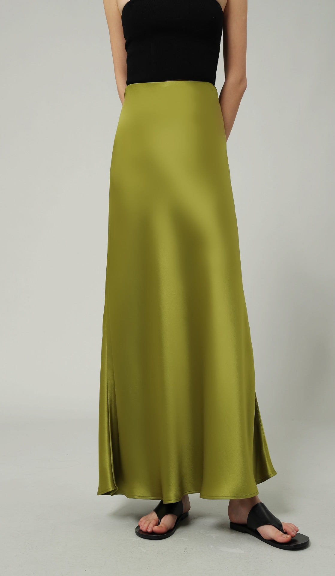 Jupe longue taille haute en satin – style élégant pour l'été 